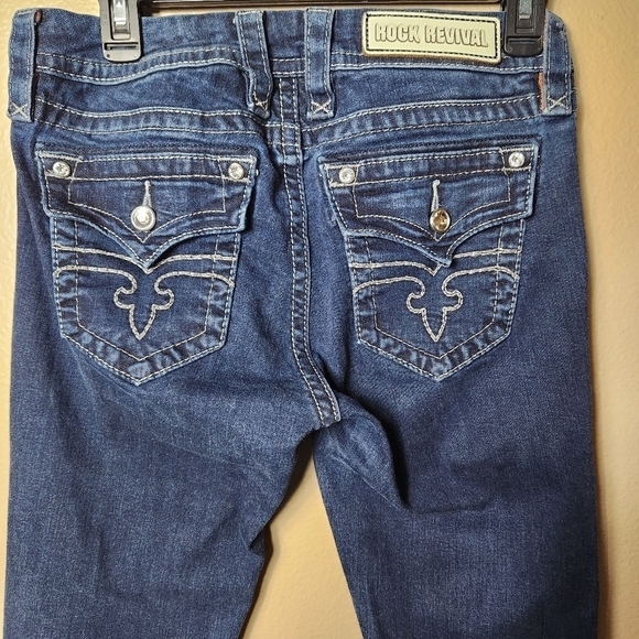 Rock Revival Jessica Curvy Midrise Thick Stitch Flap Pocket Skinny Jeans-Size 27 - Picture 6 of 13